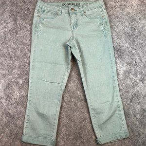 Code Bleu Jeans 4 26 Andrea Seaform Embroidered Flap Pocket Cuffed Cropped Capri